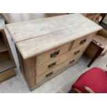 A VICTORIAN PINE CHEST OF TWO SHORT AND TWO LONG DRAWERS, 42" WIDE