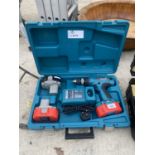 A MAKITA BATTERY DRILL WITH CHARGER AND THREE BATTERIES