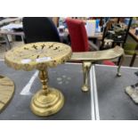 TWO PIECES OF BRASS ITEMS TO INCLUDE A PLANT STAND AND A CRESCENT MOON STAND