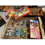 A QUANTITY OF TOYS TO INCLUDE ITEMS FROM SHREK, PAINTING BY NUMBERS, TOY STORY AND DISNEY FIGURES