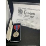 A FAITHFUL SERVICE MEDAL WITH LONDON GAZETTE COPY SHOWING IMPERIAL SERVICE MEDAL