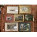 SEVEN VARIOUS FRAMED PICTURES TO INCLUDE A GILT FRAMED OIL ON BOARD