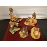 FIVE AYNSLEY MOUSE FIGURINES