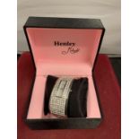 A BOXED HENLEY MIDNIGHT DIAMANTE WRISTWATCH