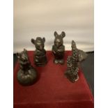 FOUR RESIN MICE ORNAMENTS