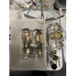 A QUANTITY OF SILVER PLATE ITEMS TO INCLUDE A MUSIC STAND NUT CRACKER AND FLATWARE ETC