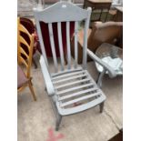 A VICTORIAN STYLE PAINTED ELBOW CHAIR
