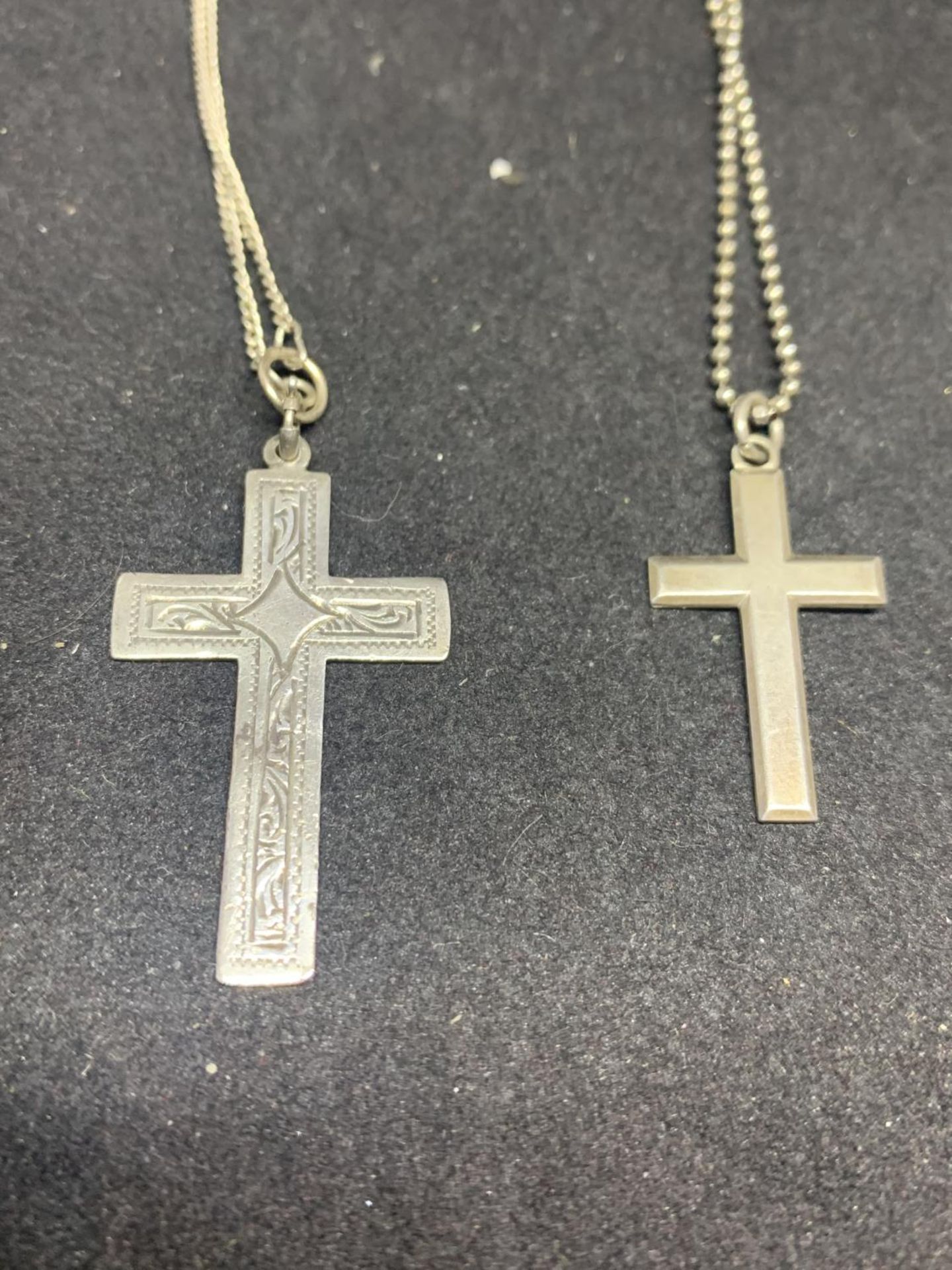 FOUR SILVER CHAINS WITH VARIOUS CROSS PENDANTS - Image 2 of 3