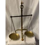 A PAIR OF VINTAGE BRASS BALANCE SCALES