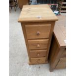 A MODERN PINE CHEST OF FOUR DRAWERS, 14" WIDE