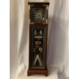 A TALL NAUTICAL CLOCK INCORPORATING FIVE INTERNAL SHELVES AND A COMPASS H: 80CM