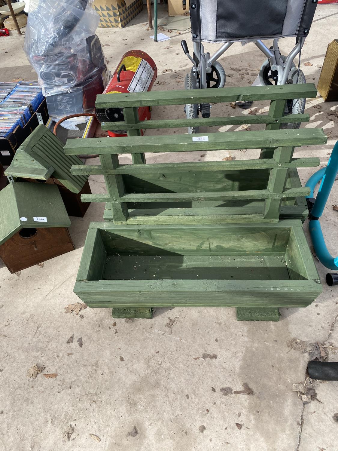 TWO WOODEN PLANTER TROUGHS