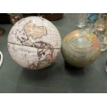 A SMALL TERRESTIAL GLOBE AND A FURTHER CELESTIAL GLOBE