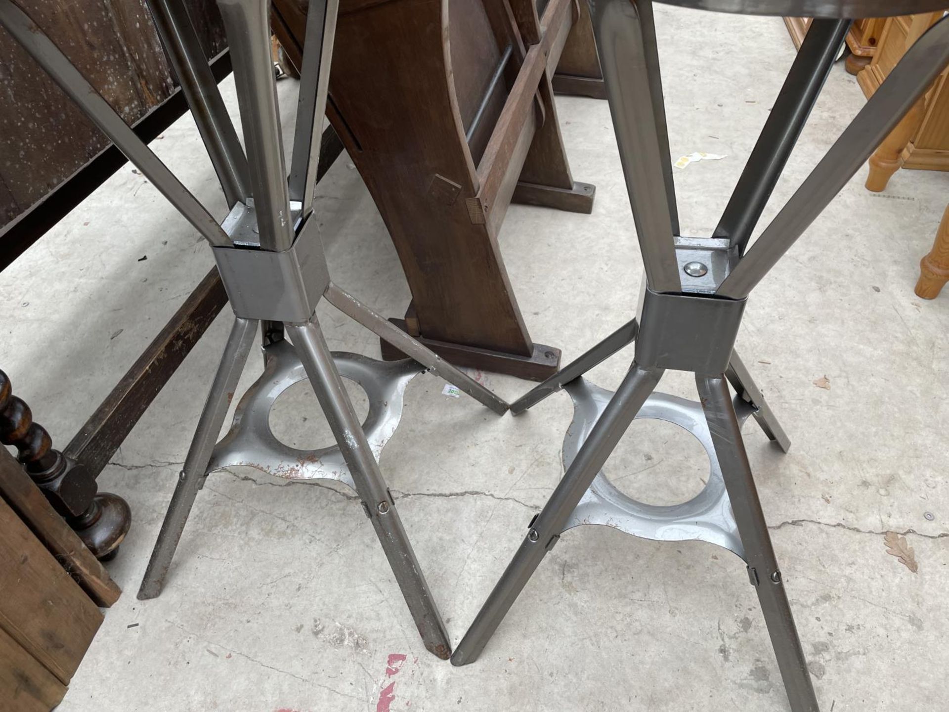 TWO POLISHED METAL INDUSTRIAL STYLE STOOLS H: 30 INCHES - Image 3 of 3