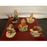 FIVE VARIOUS MOUSE FIGURINES TO INCLUDE TWO BESWICK, COALPORT, WEDGEWOOD, AND AYNSLEY