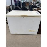 A WHITE (4FT APPROX) INFINITI CHEST FREEZER BELIEVED IN WORKING ORDER BUT NO WARRANTY