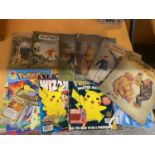 A QUANTITY OF VINTAGE BOOKS, POKEMON COMICS AND A LARGE AMOUNT OF POKEMON CARDS