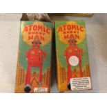 TWO BOXED SCHYLLING WIND UP 'ATOMIC ROBOT MAN' - BOTH WITH KEYS