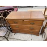 A VICTORIAN PINE CHEST OF TWO SHORT AND TWO LONG DRAWERS, 43" WIDE