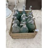 A GROUP OF TEN VINTAGE GLASS SODA SYPHONS
