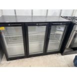 A BLACK BLIZZARD SHOP FRIDGE BELIEVED IN WORKING ORDER BUT NO WARRANTY