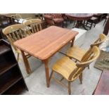 A MODERN PINE KITCHEN TABLE AND FOUR CHAIRS