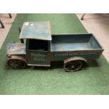 A TIN PLATE VINTAGE STYLE TRUCK - L:67CM H:32CM (TO TOP OF CAB)