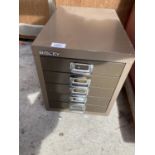 A MINIATURE 5 DRAWER BISLEY FILING CABINET