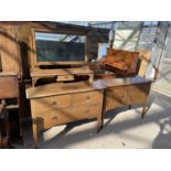 AN EDWARDIAN MAHOGANY & INLAY DRESSING CHEST + WASHSTAND