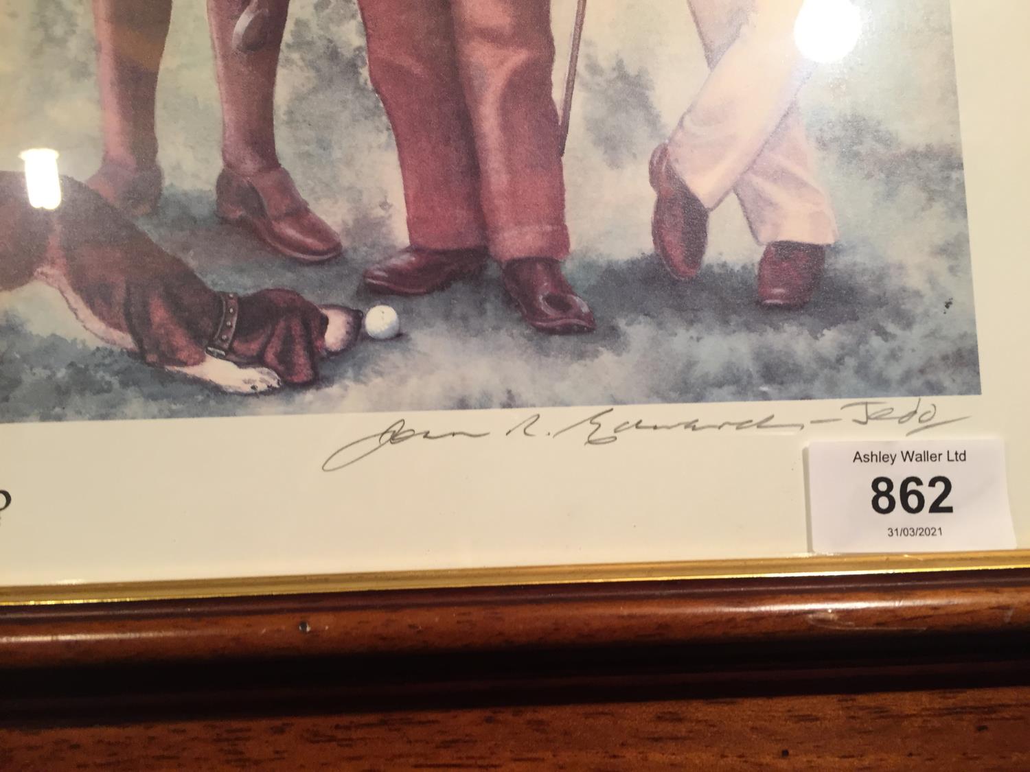 A WOODEN FRAMED SIGNED GOLFING PRINT 'THE CLUBHOUSE - NINE UNDER PAR?' AND A UNFRAMED VANITY FAIR - Bild 6 aus 6