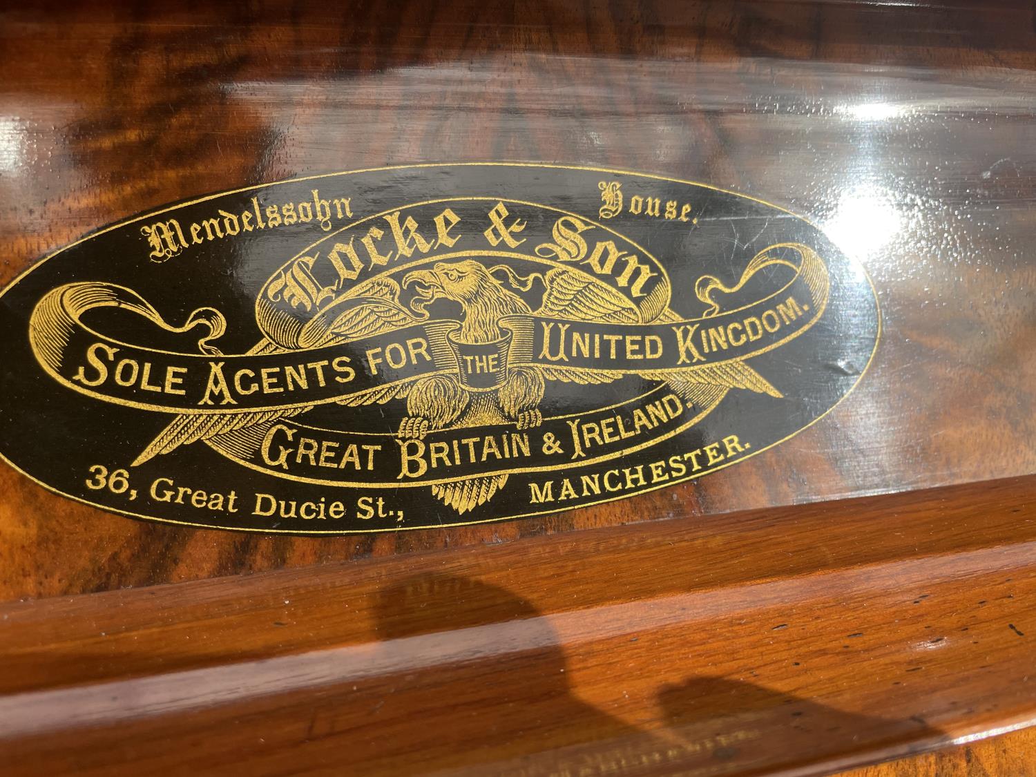 A WALNUT CASED OVERSPRUNG PIANO BEARING LOCKE & CO MANCHESTER - Image 5 of 7