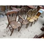 FOUR WINDSOR STYLE WHEELBACK CHAIRS (ONE CARVER) AND SINGLE KITCHEN CHAIR
