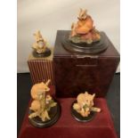 FOUR COUNTRY ARTISTS MOUSE FIGURINES ON WOODEN PLINTHS