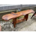 A KNOTTY PINE TWO TIER OCCASIONAL TABLE W: 42 INCHES