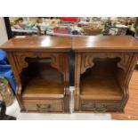 A PAIR OF DESK/DRESSING TABLE OPEN SHELF CUPBOARDS WITH DRAWER WITH POTENTIAL FOR WALL HANGING