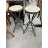 TWO POLISHED INDUSTRIAL STYLE STOOLS H: 30 INCHES