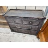 A VICTORIAN PINE CHEST OF TWO SHORT AND TWO LONG DRAWERS WITH FOLD-OVER WORK TOP