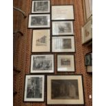 A COLLECTION OF TEN BLACK FRAMED PICTURES