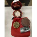 AN ASSORTMENT OF ITEMS TO INCLUDE A BRASS COMPASS, A FOR 50 YRS CALENDAR 1992-2041, A SUBMARINE