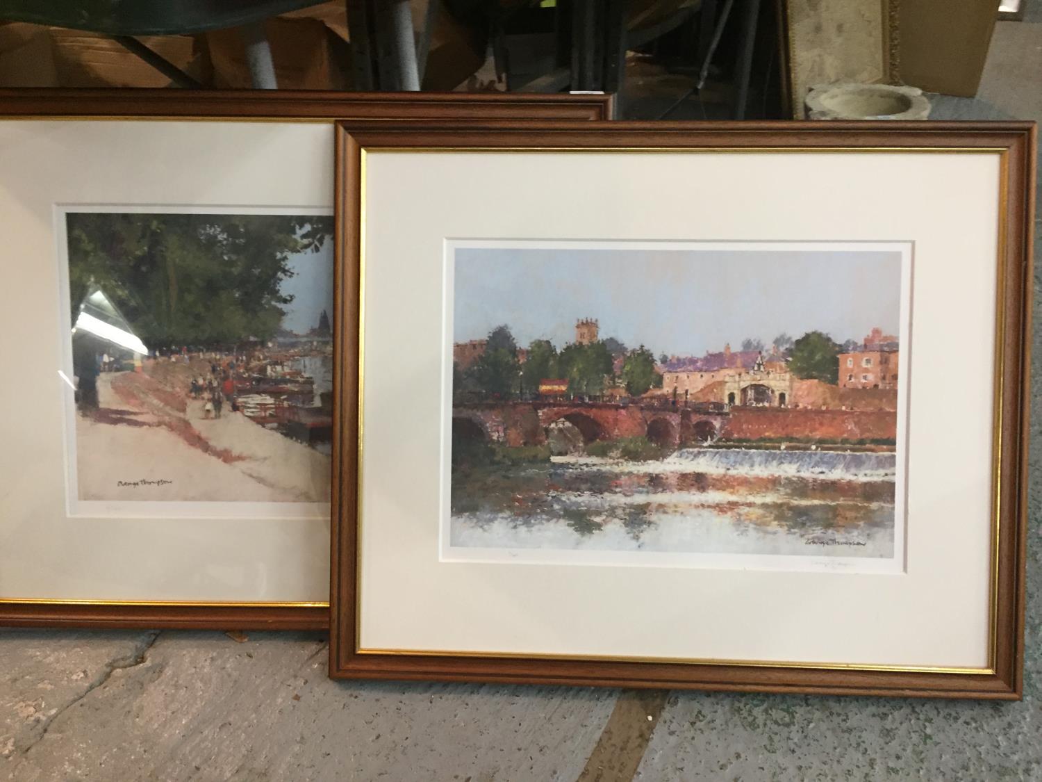 TWO WOODEN FRAMED LIMITED EDITION PRINTS SIGNED 'GEORGE THOMPSON'