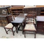 A REPRODUCTION GATE-LEG TABLE AND FOUR CHAIRS