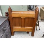 A VICTORIAN PITCH PINE THREE FOOT BED HEAD AND FOOT