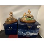 TWO BORDER FINE ART FIGURINES OF MICE WITH PRESENTATION BOXES (NOT GUARANTEED MATCHING)