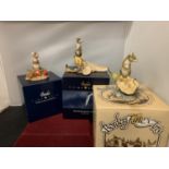THREE BORDER FINE ARTS MOUSE EATING FRUIT FIGURINES SIGNED AYRES WITH PRESENTATION BOXES (NOT
