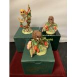THREE TEVIOTDALE MOUSE FIGURINES WITH BOXES (NOT GUARANTEED MATCHING)
