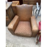 A MID 20TH CENTURY LEATHERETTE EASY CHAIR