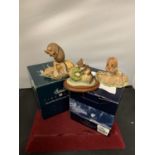 THREE BORDER FINE ARTS MOUSE FIGURINES SIGNED AYRES AND A WALL