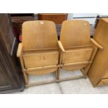 A PAIR OF BENTWOOD CINEMA/THEATRE SEATS BEARING 'TON' LABEL AND SEAT NUMBERS 15 AND 16