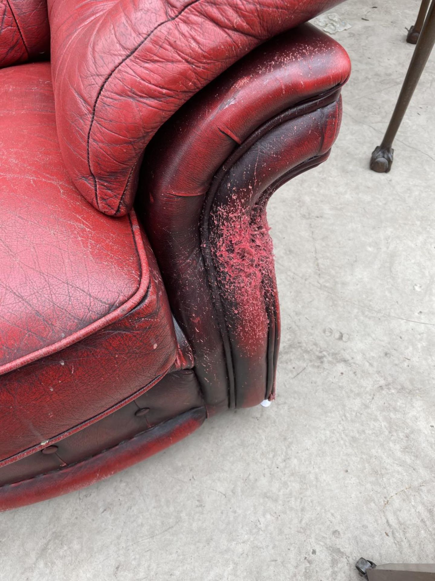 AN OXBLOOD THREE SEATER SETTEE - Image 6 of 7