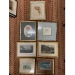 SEVEN SMALL FRAMED PICTURES DEPICTING VARIOUS SCENES